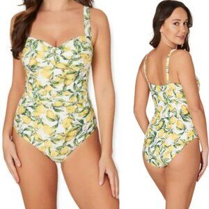 Nip Tuck Swim Joanne Twist Front Lemon Print One Pieces
